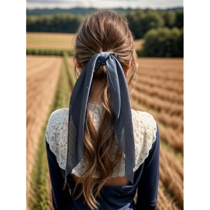 1Pcs Hair Scrunchies Satin Silk Hair Scarf Band Ponytail Holder Elastics Scrunchy Ties Solid Soft Ropes for Women Girls (Multicolor) - Image 2